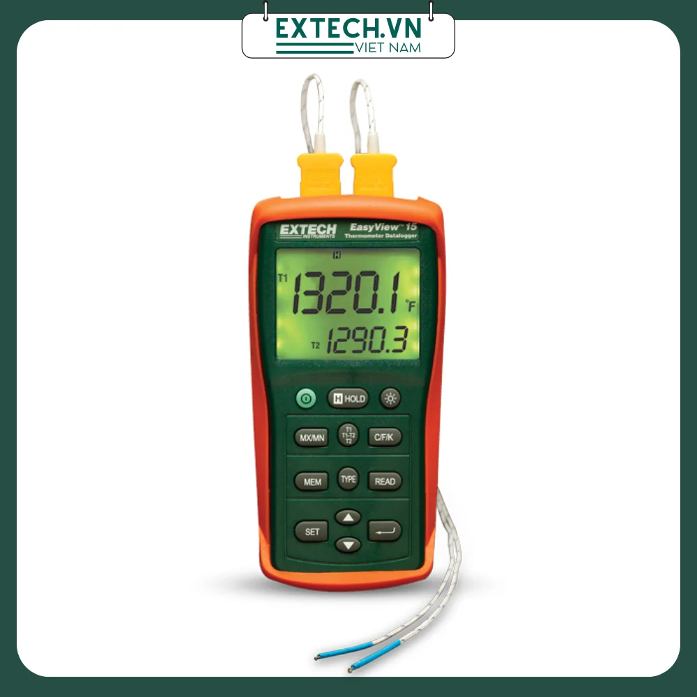 Máy đo nhiệt độ tiếp xúc Extech EA15 (2 kênh kiểu K) 1 may do nhiet do tiep xuc 2 kenh extech ea15