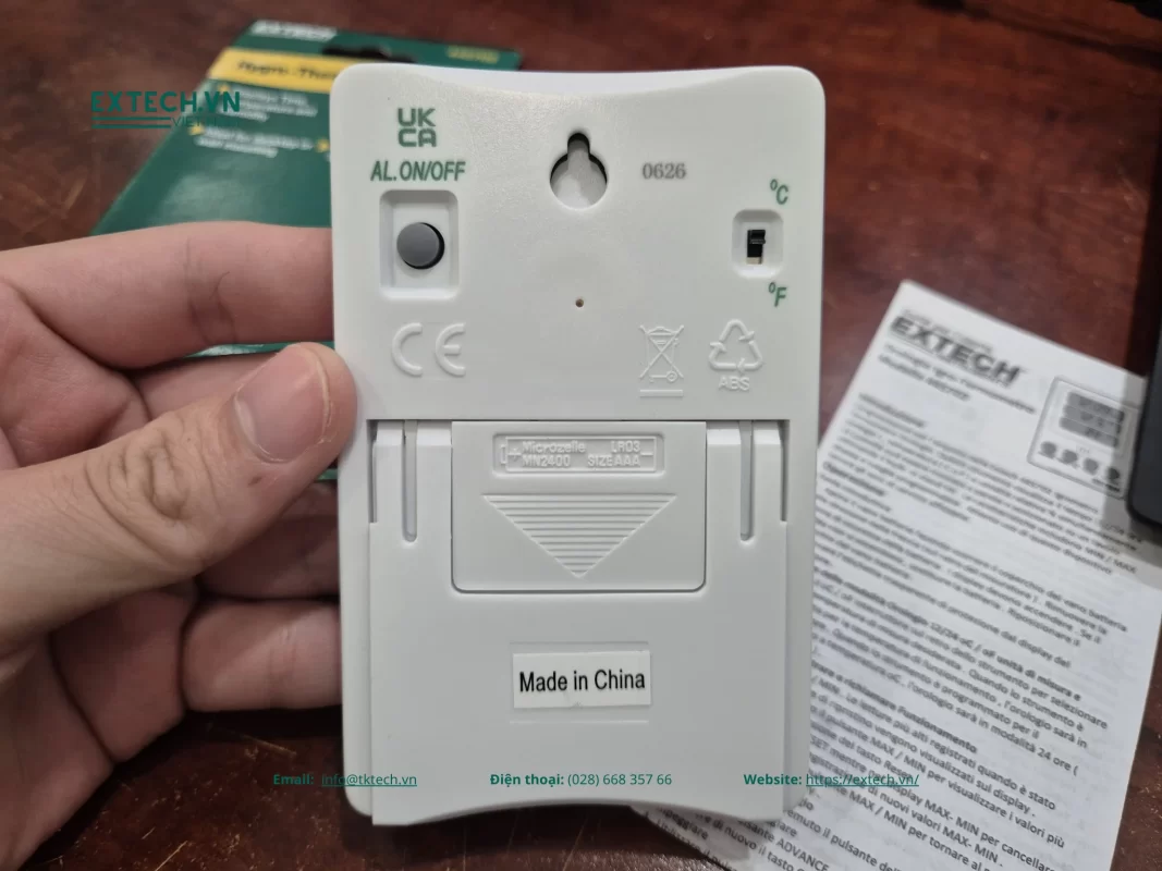 Máy đo nhiệt độ, độ ẩm Extech 445702 3 Hình ảnh thực tế phía sau máy Extech 445702