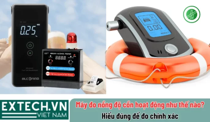 Extech Việt Nam giải thích máy đo nồng độ cồn hoạt động như thế nào, so sánh cảm biến Fuel Cell & Semiconductor, hướng dẫn đo đúng để có kết quả chính xác.