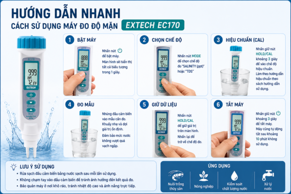 Cách sử dụng máy đo độ mặn Extech EC170